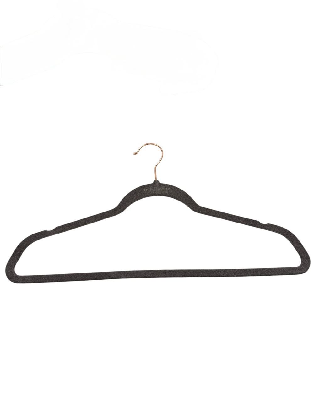 Set of 10 Non-Slip Velvet Brookstone Hangers - Light Gray with Rose Gold